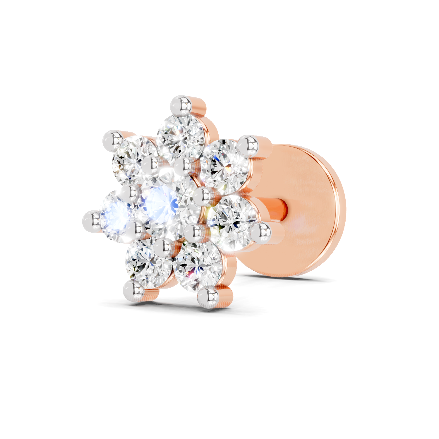 0.16 Carat Round Shape Celestial Diamond Nose Pin | 14K Rose Gold-Screw