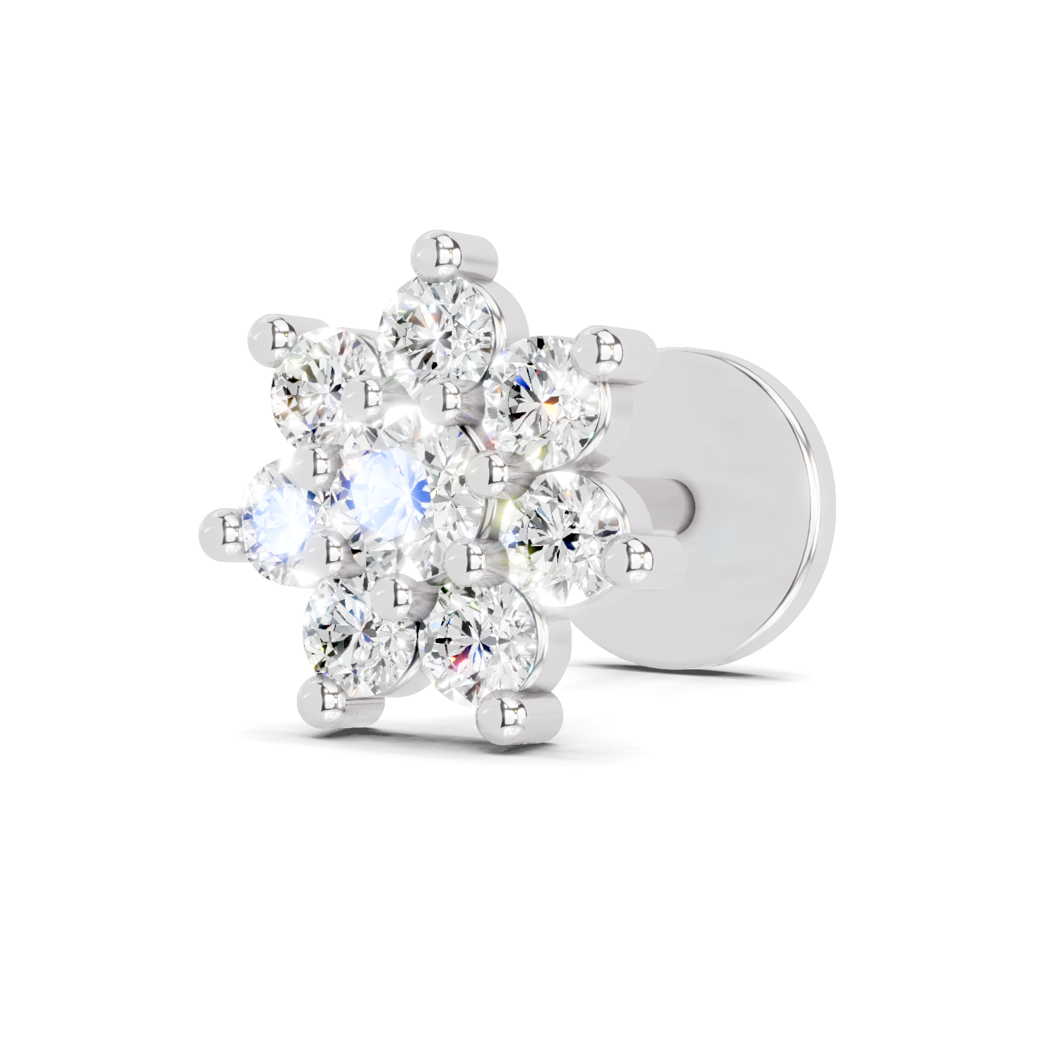 0.16 Carat Round Shape Celestial Diamond Nose Pin | 14K White Gold-Screw