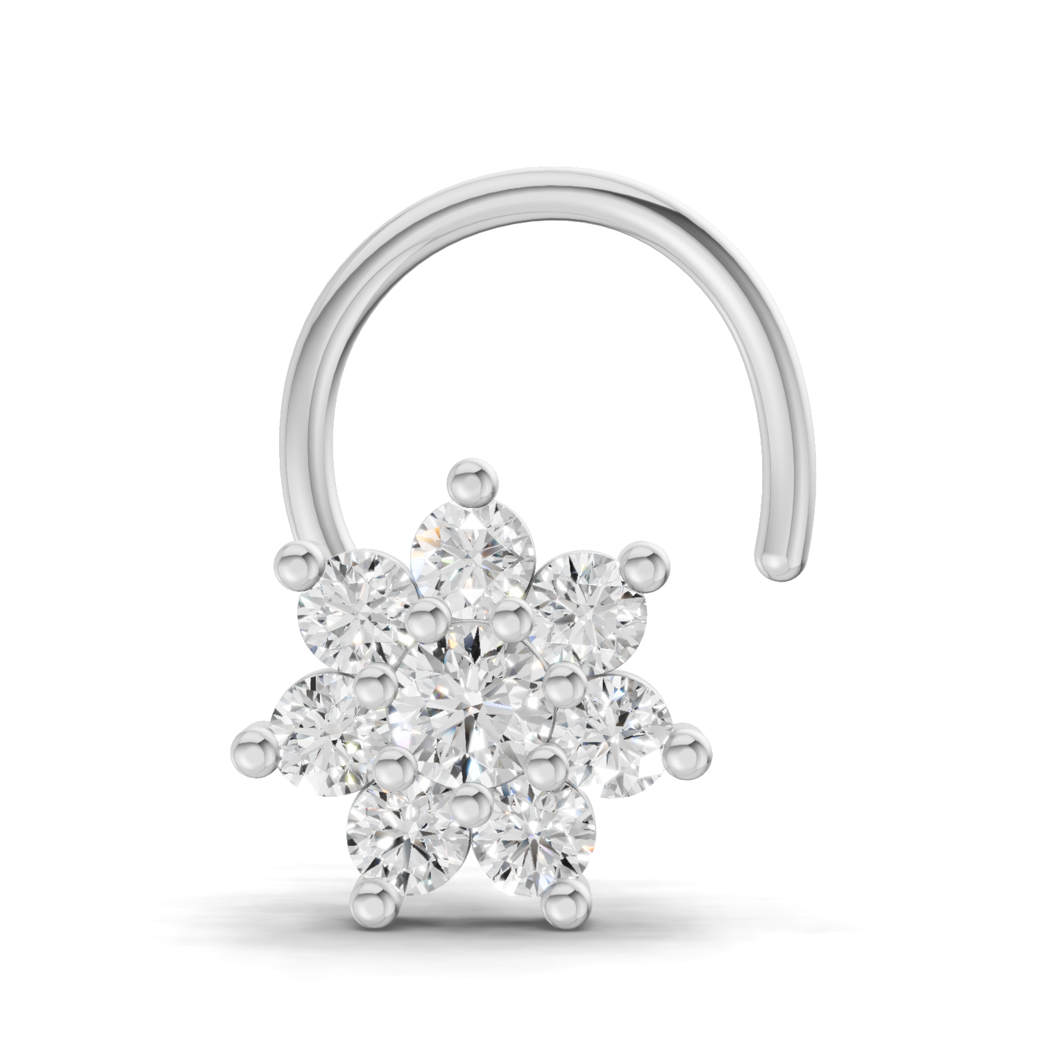 0.16 Carat Round Shape Celestial Diamond Nose Pin | 14K White Gold