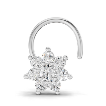 0.16 Carat Round Shape Celestial Diamond Nose Pin | 14K White Gold