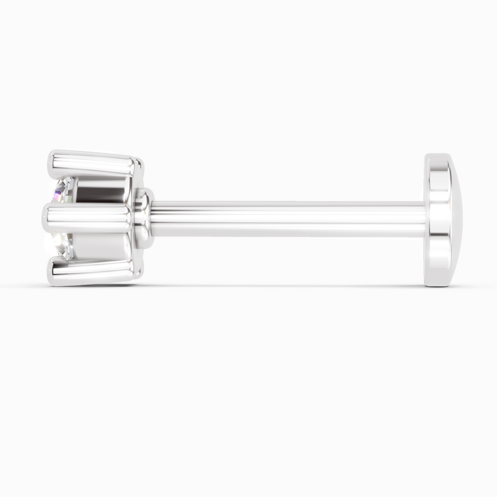 0.08 Carat Lab Grown Diamond Six-Prong Labret Stud Nosepin | 14K White Gold (Screw)