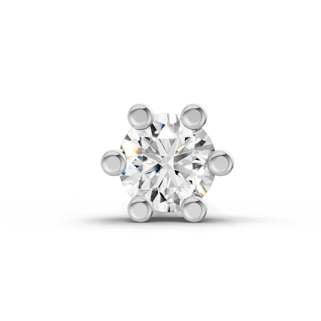 0.08 Carat Lab Grown Diamond Six-Prong Labret Stud Nosepin | 14K White Gold (Screw)