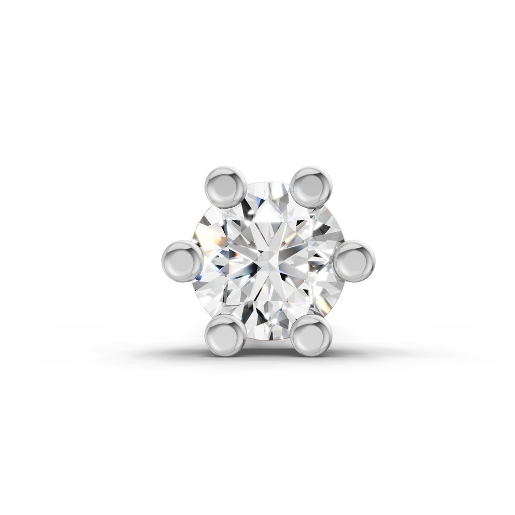 0.08 Carat Lab Grown Diamond Six-Prong Labret Stud Nosepin | 14K Yellow Gold (Screw)