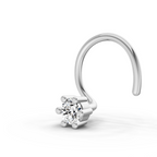0.08 Carat Lab Grown Diamond Six-Prong Labret Stud Nosepin | 14K White Gold (Wire)