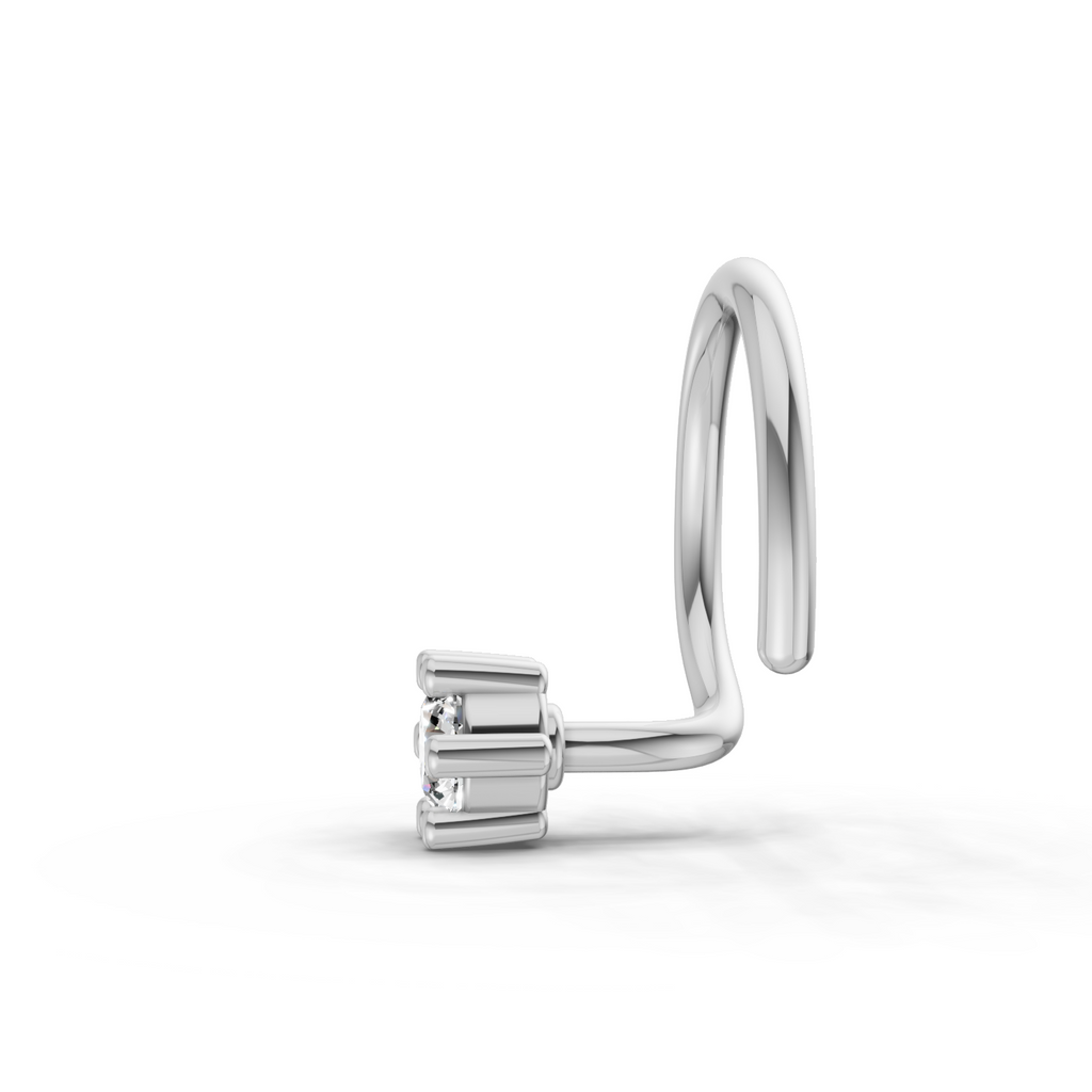 0.08 Carat Lab Grown Diamond Six-Prong Labret Stud Nosepin | 14K White Gold (Wire)
