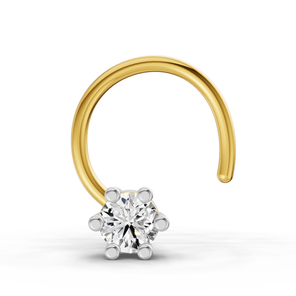 0.08 Carat Lab Grown Diamond Six-Prong Labret Stud Nosepin | 14K Yellow Gold (Wire)
