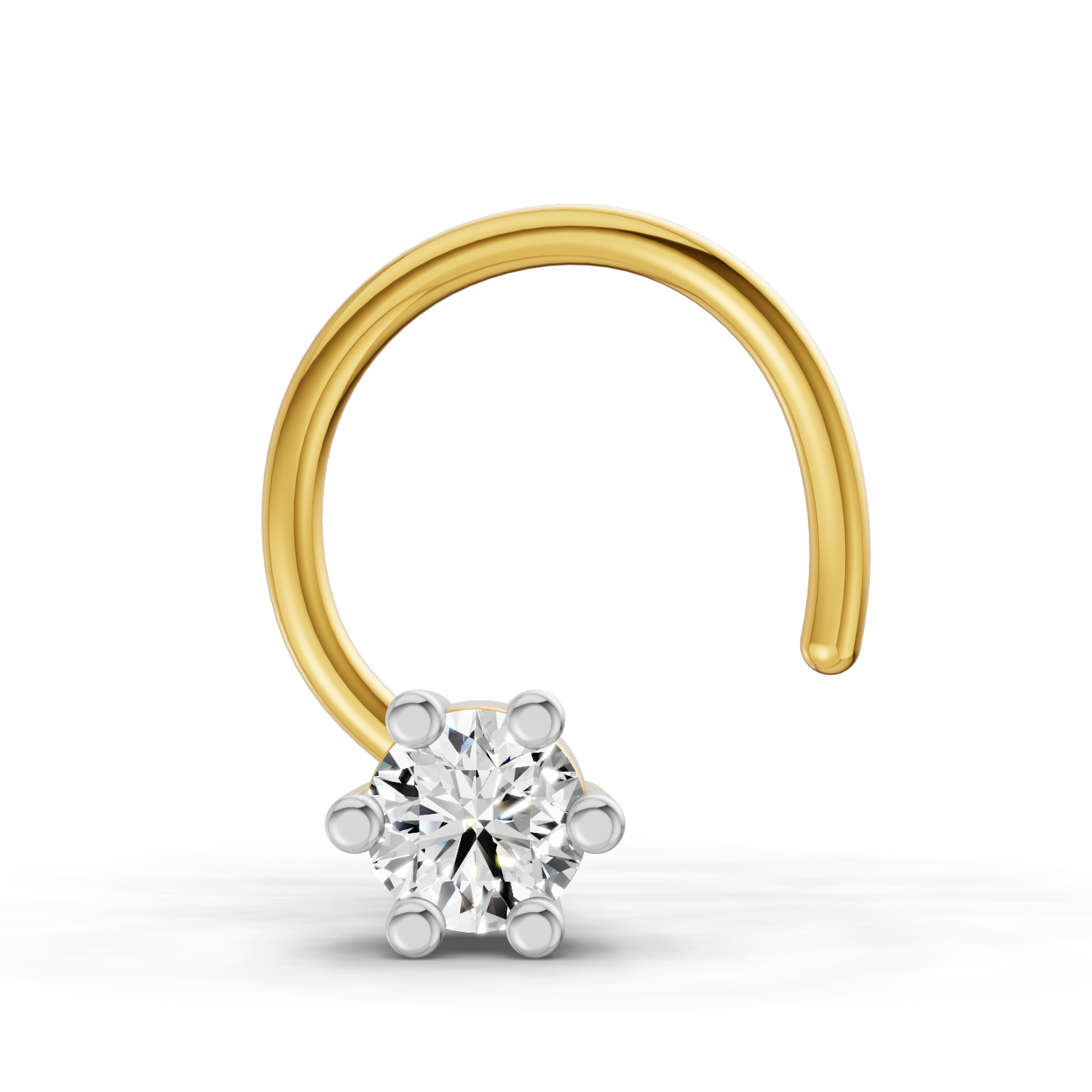0.08 Carat Lab Grown Diamond Six-Prong Labret Stud Nosepin | 14K Yellow Gold (Wire)