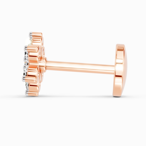 0.07 Carat Lab Grown Diamond 7Stoned Real Nosepin | 14K Rose Gold (Screw)