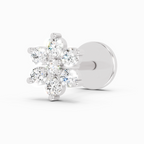 0.07 Carat Lab Grown Diamond 7Stoned Real Nosepin | 14K White Gold (Screw)