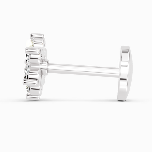 0.07 Carat Lab Grown Diamond 7Stoned Real Nosepin | 14K White Gold (Screw)