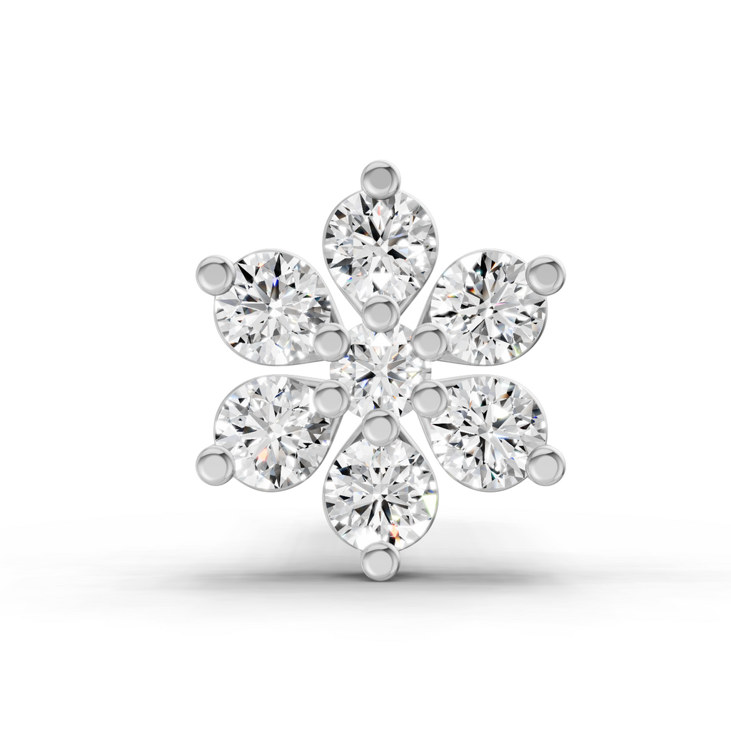 0.07 Carat Lab Grown Diamond 7Stoned Real Nosepin | 14K White Gold (Screw)