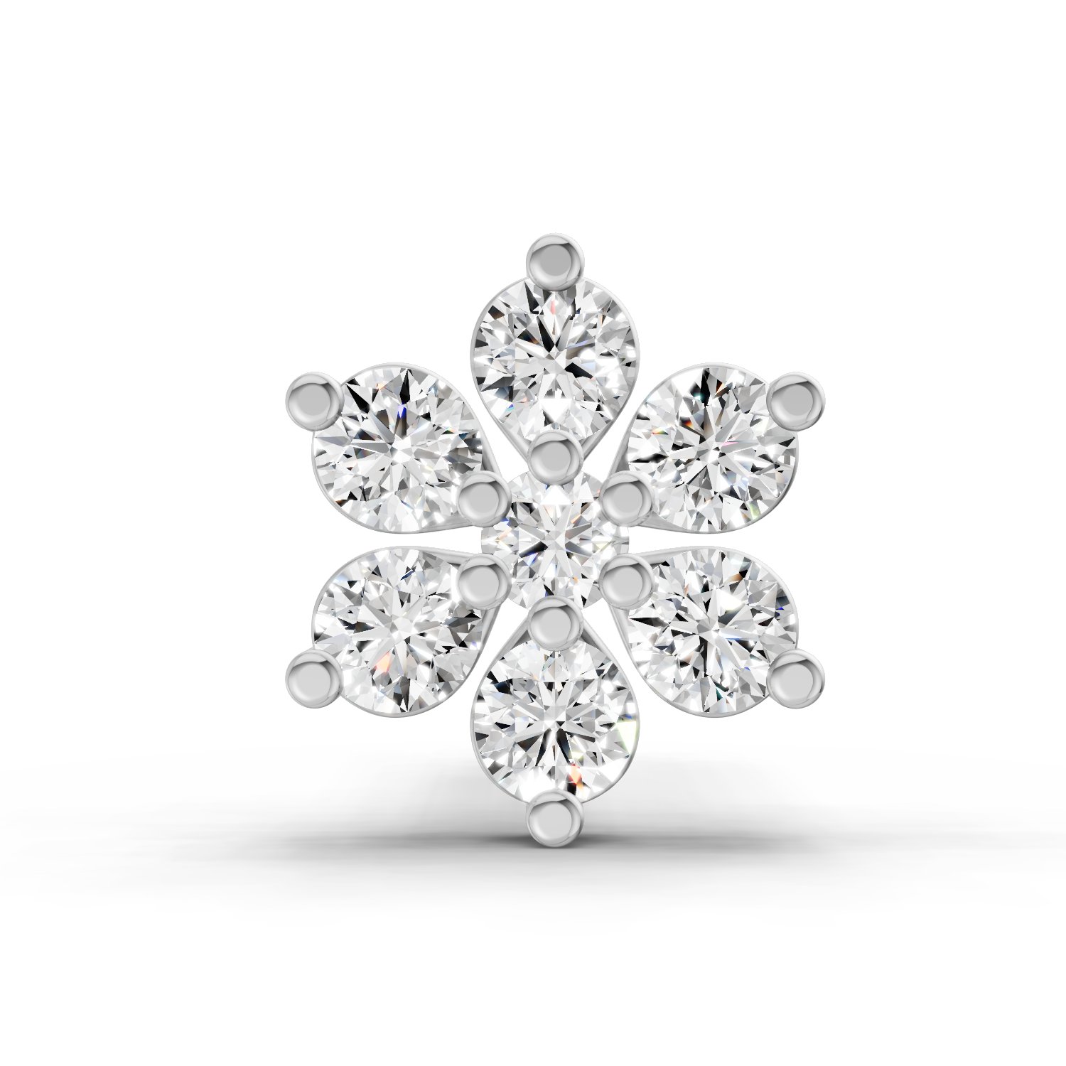 0.07 Carat Lab Grown Diamond 7Stoned Real Nosepin | 14K White Gold (Screw)
