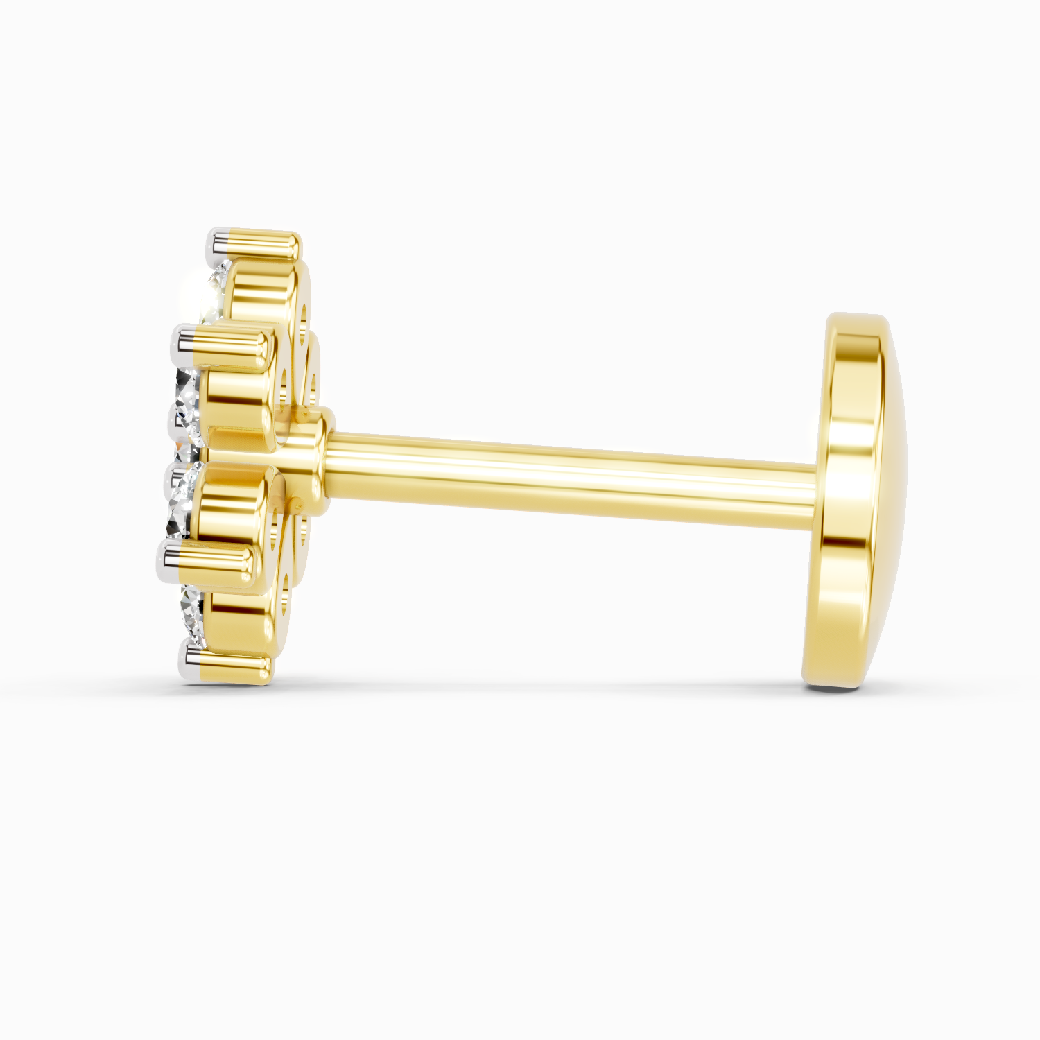 0.07 Carat Lab Grown Diamond 7Stoned Real Nosepin | 14K Yellow Gold (Screw)