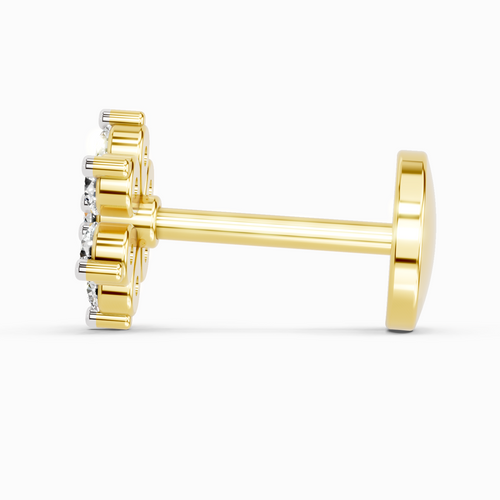 0.07 Carat Lab Grown Diamond 7Stoned Real Nosepin | 14K Yellow Gold (Screw)