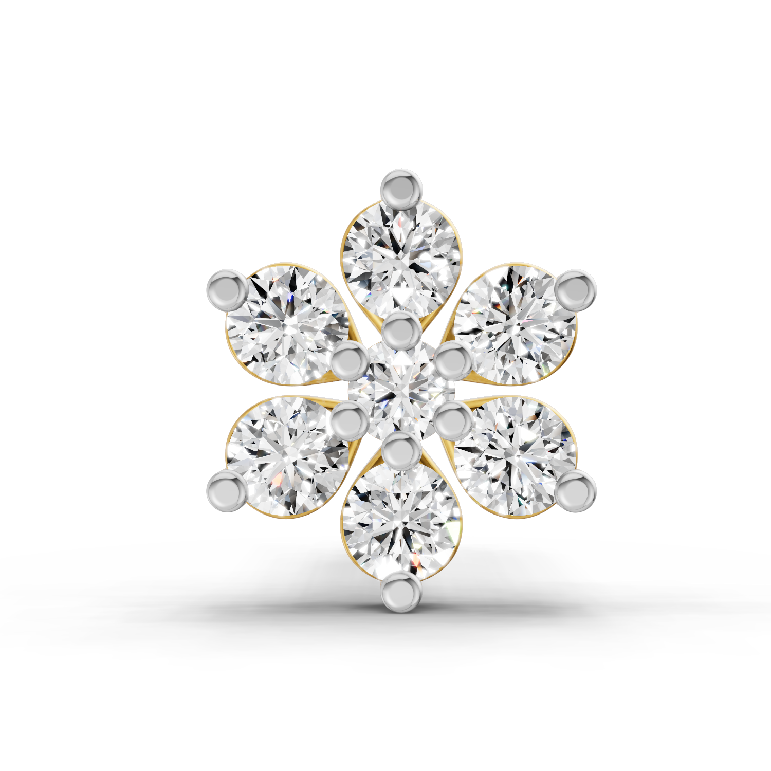 0.07 Carat Lab Grown Diamond 7Stoned Real Nosepin | 14K Yellow Gold (Screw)