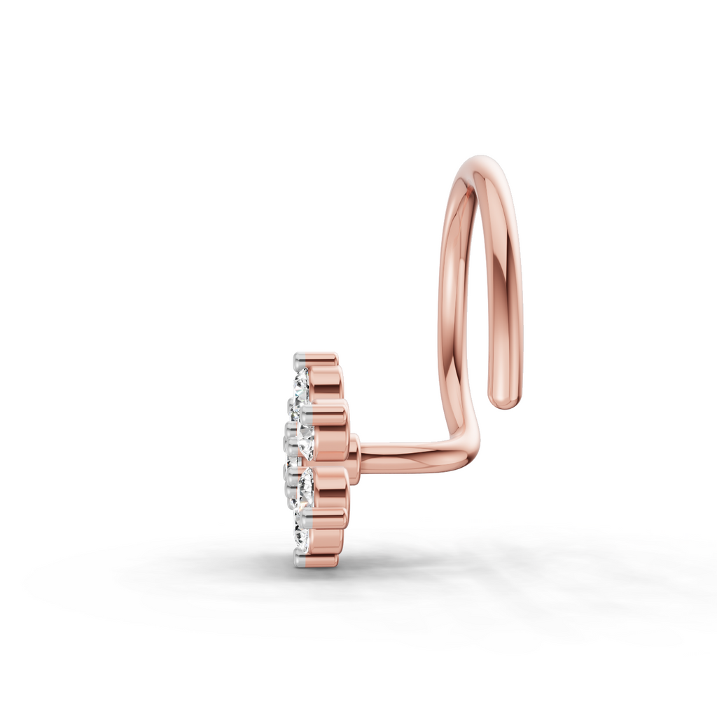 0.07 Carat Lab Grown Diamond 7Stoned Real Nosepin | 14K Rose Gold (Wire)