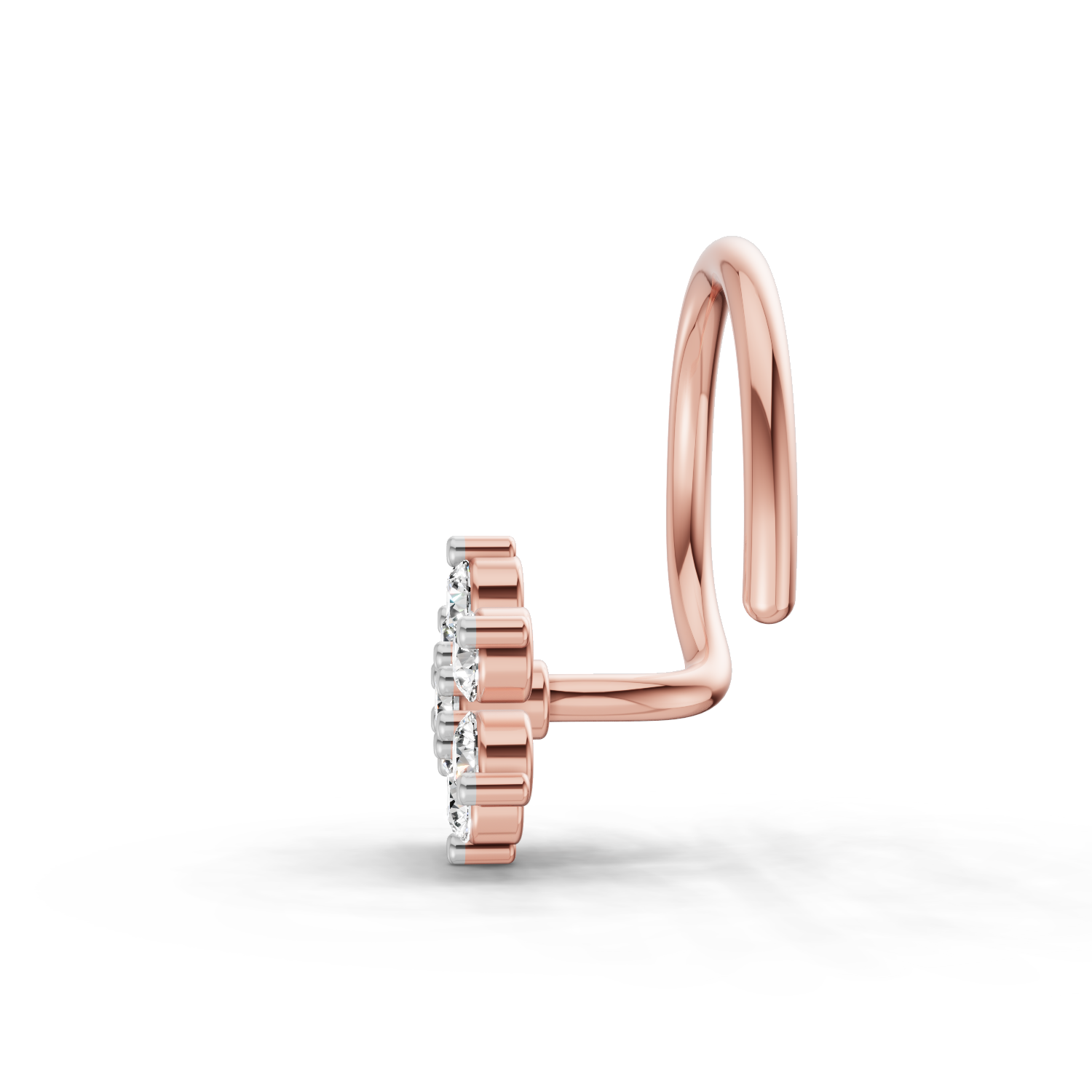 0.07 Carat Lab Grown Diamond 7Stoned Real Nosepin | 14K Rose Gold (Wire)