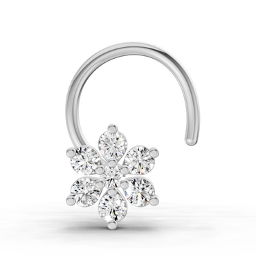 0.07 Carat Lab Grown Diamond 7Stoned Real Nosepin | 14K White Gold (Wire)