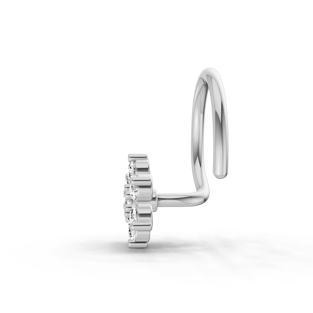 0.07 Carat Lab Grown Diamond 7Stoned Real Nosepin | 14K White Gold (Wire)