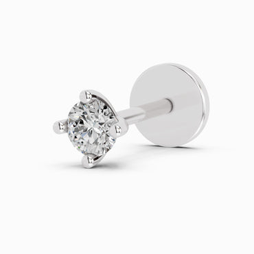 0.05 Carat Round Shape Solitaire Diamond Nose Pin | 14K White Gold-Screw