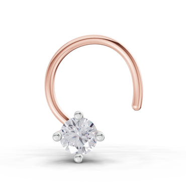 0.05 Ct Round Shape Solitaire Diamond Nose Pin | 14K Rose Gold