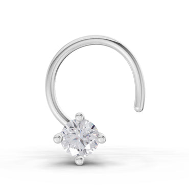 0.05 Ct Round Shape Solitaire Diamond Nose Pin | 14K White Gold