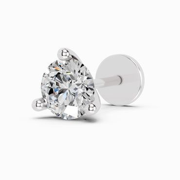 0.07 Carat Round Shape 3 Prong Solitaire Diamond Nose Pin | 14K White Gold-Screw