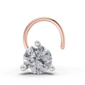0.07 Ct Round Shape 3 Prong Solitaire Diamond Nose Pin | 14K Rose Gold