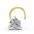 0.07 Ct Round Shape 3 Prong Solitaire Diamond Nose Pin | 14K Yellow Gold