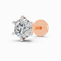 0.15 Carat Round Shape 6 Prong Solitaire Diamond Nose Pin | 14K Rose Gold-Screw