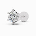 0.15 Carat Round Shape 6 Prong Solitaire Diamond Nose Pin | 14K White Gold-Screw