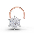 0.15 Ct Round Shape 6 Prong Solitaire Diamond Nose Pin | 14K Rose Gold