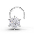 0.15 Ct Round Shape 6 Prong Solitaire Diamond Nose Pin | 14K White Gold
