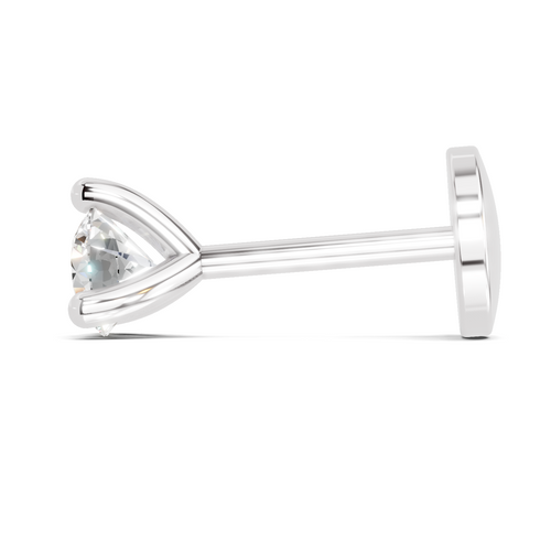 0.1 Carat Lab Grown Diamond Classic Trio-Prong Nosepin | 14K White Gold (Screw)