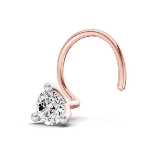 0.1 Carat Lab Grown Diamond Classic Trio-Prong Nosepin | 14K Rose Gold (Wire)