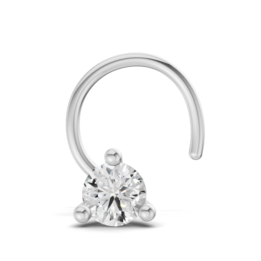 0.1 Carat Lab Grown Diamond Classic Trio-Prong Nosepin | 14K White Gold (Wire)
