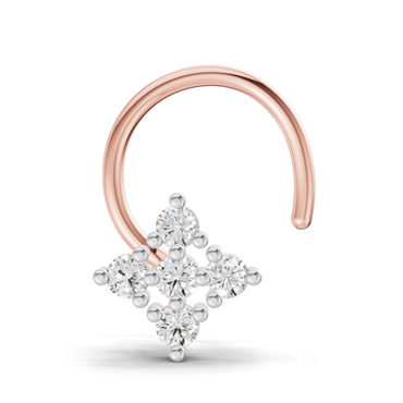 0.08 Carat Lab Grown Diamond Celestia Cluster  Nosepin | 14K Rose Gold (Wire)