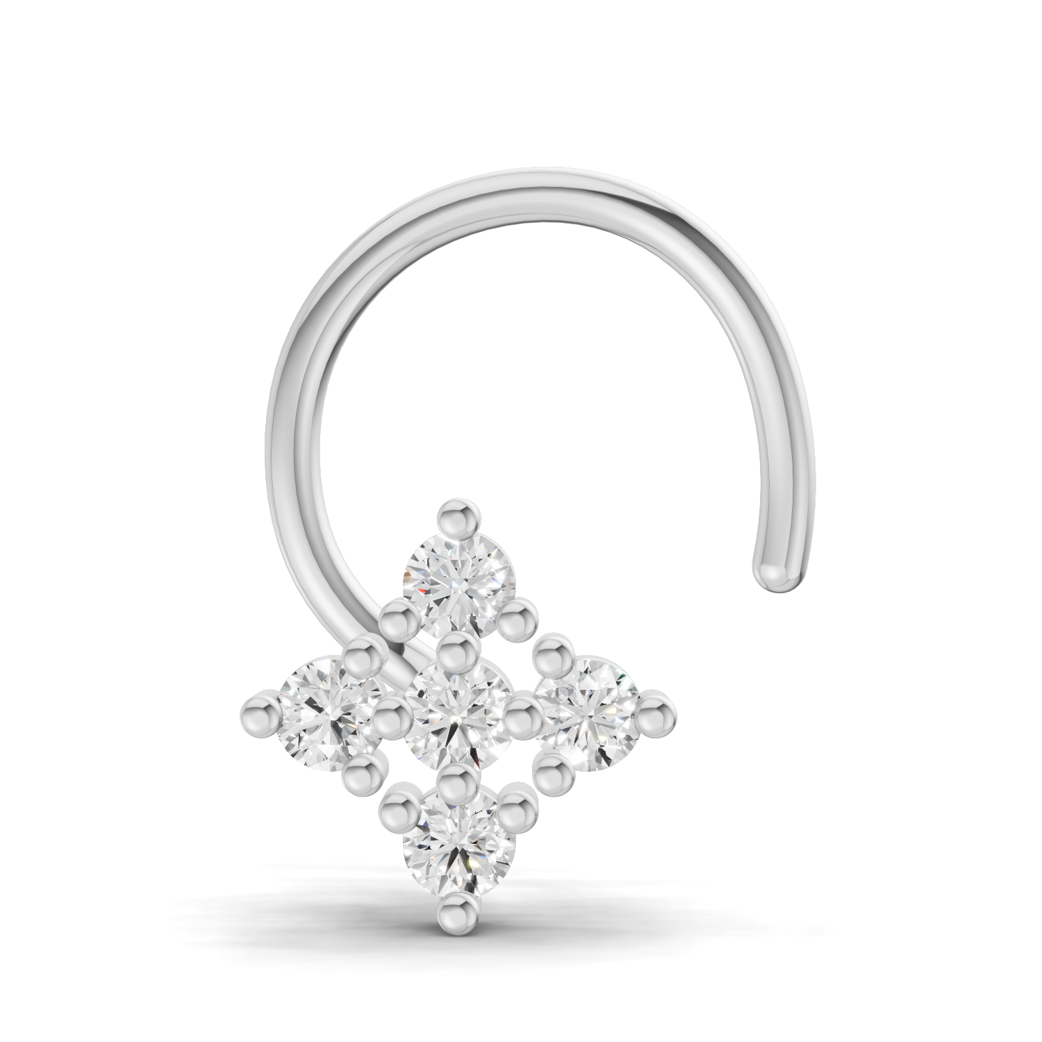 0.08 Carat Lab Grown Diamond Celestia Cluster  Nosepin | 14K White Gold (Wire)