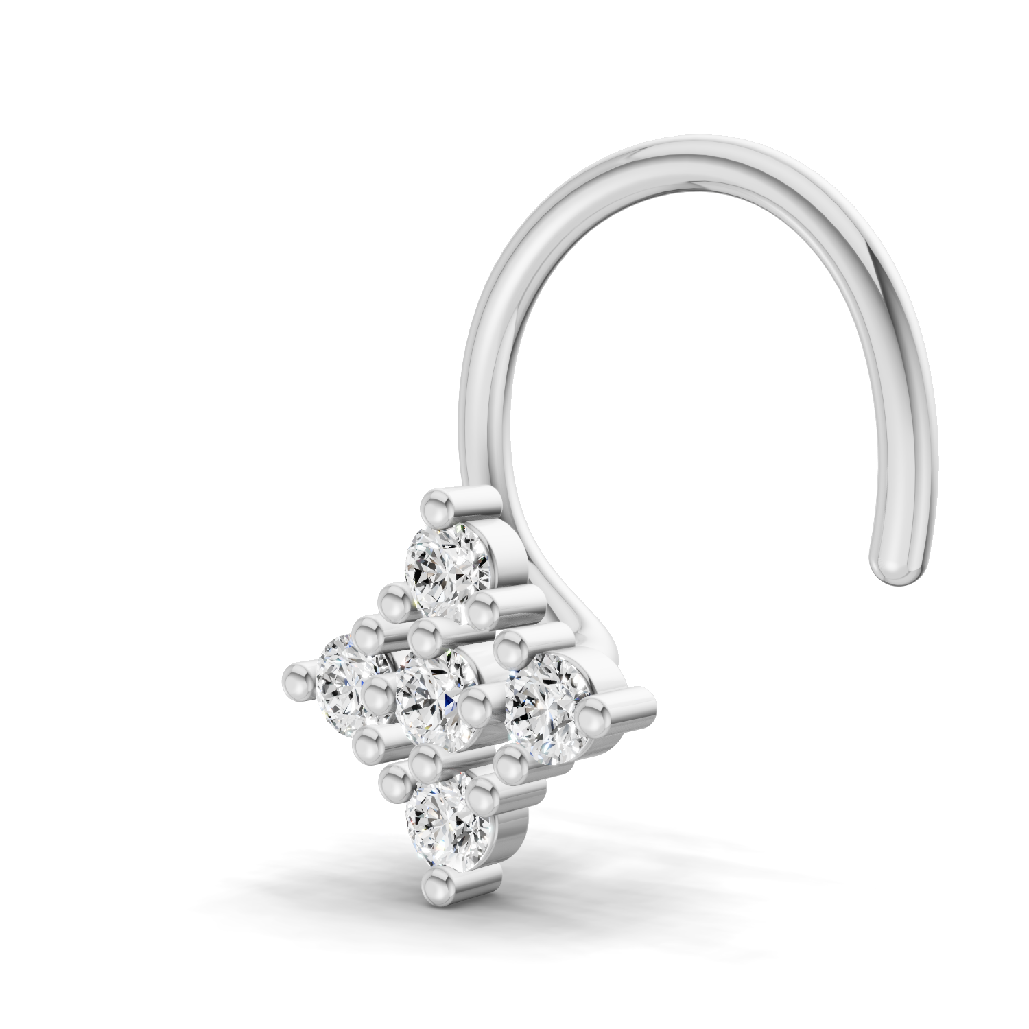 0.08 Carat Lab Grown Diamond Celestia Cluster  Nosepin | 14K White Gold (Wire)