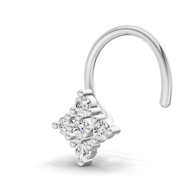 0.08 Carat Lab Grown Diamond Celestia Cluster  Nosepin | 14K White Gold (Wire)