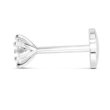0.11 Carat Lab Grown Diamond 6-Prong Stud Nosepin | 14K White Gold (Screw)