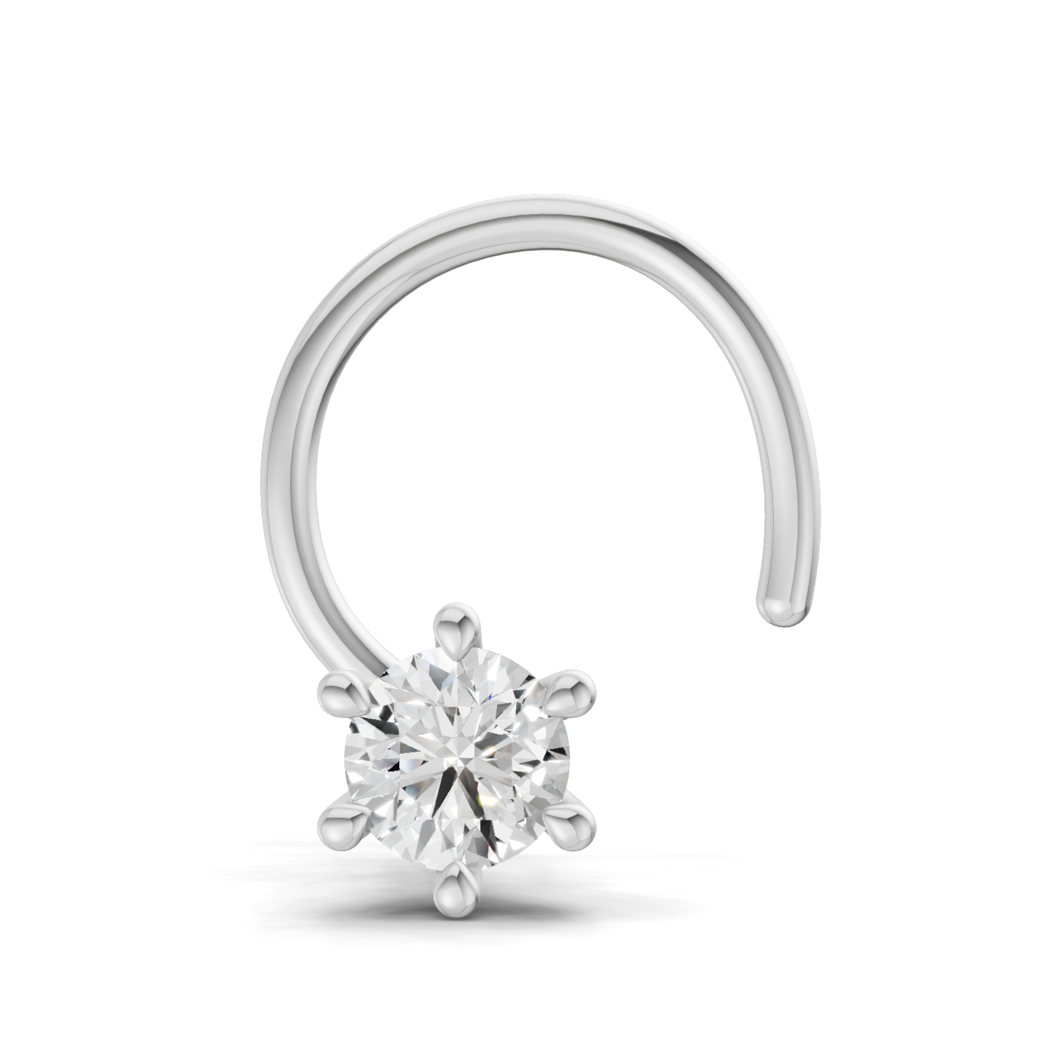 0.11 Carat Lab Grown Diamond 6-Prong Stud Nosepin | 14K White Gold (Wire)