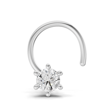 0.11 Carat Lab Grown Diamond 6-Prong Stud Nosepin | 14K White Gold (Wire)