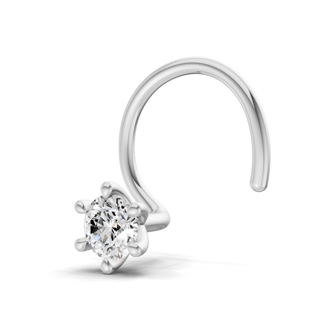 0.11 Carat Lab Grown Diamond 6-Prong Stud Nosepin | 14K White Gold (Wire)