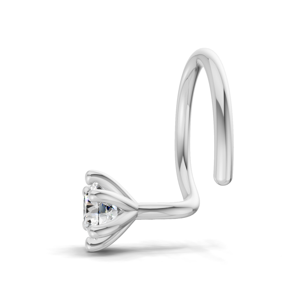 0.11 Carat Lab Grown Diamond 6-Prong Stud Nosepin | 14K White Gold (Wire)