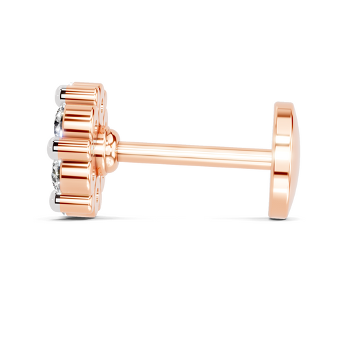 0.18 Carat Lab Grown Diamond Delicate Petal Cluster Nosepin | 14K Rose Gold (Screw)