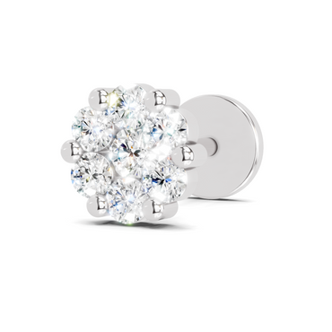 0.18 Carat Lab Grown Diamond Delicate Petal Cluster Nosepin | 14K White Gold (Screw)