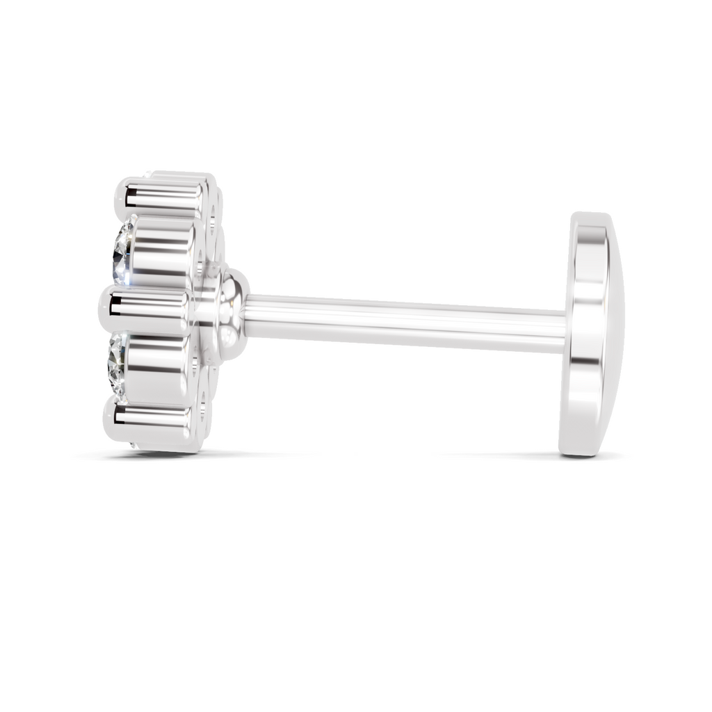 0.18 Carat Lab Grown Diamond Delicate Petal Cluster Nosepin | 14K White Gold (Screw)