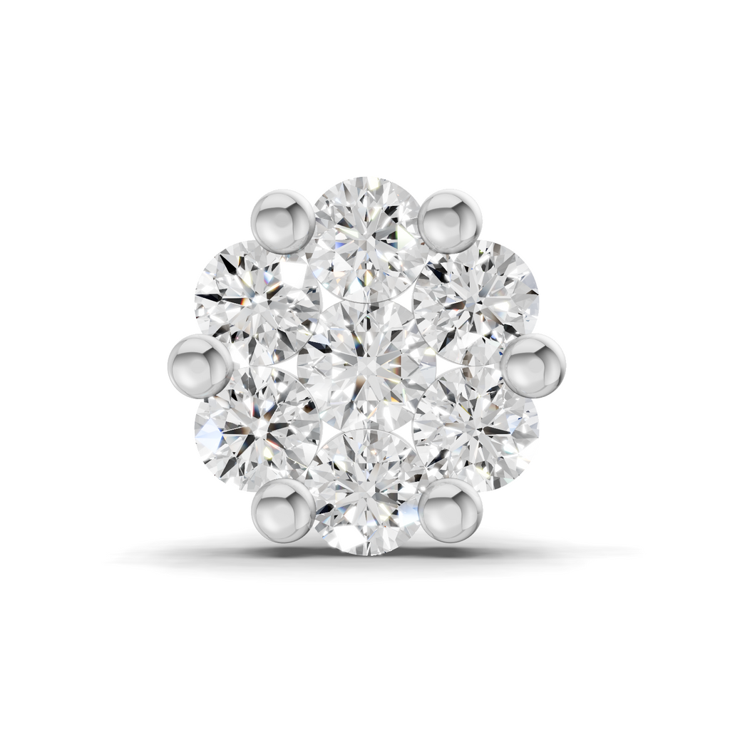 0.18 Carat Lab Grown Diamond Delicate Petal Cluster Nosepin | 14K White Gold (Screw)