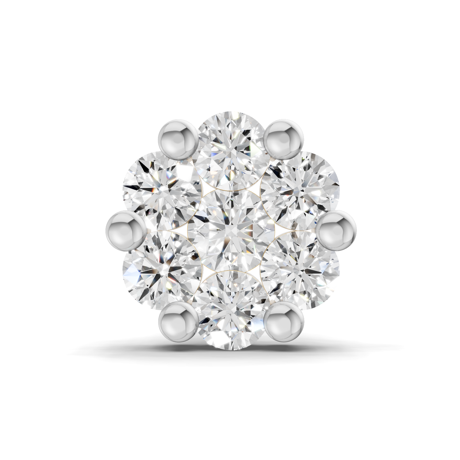 0.18 Carat Lab Grown Diamond Delicate Petal Cluster Nosepin | 14K Yellow Gold (Screw)